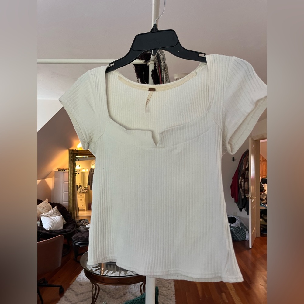 Free People Square Neck Top Size S White